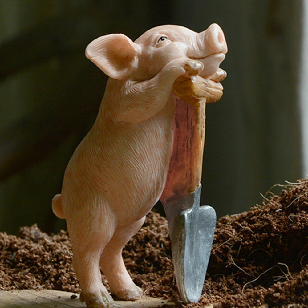 

Миниатюрная фигурка животного из смолы в виде милой свиньи, украшение для сада, настольного стола, фигурка, украшение, кавайный Декор для до...