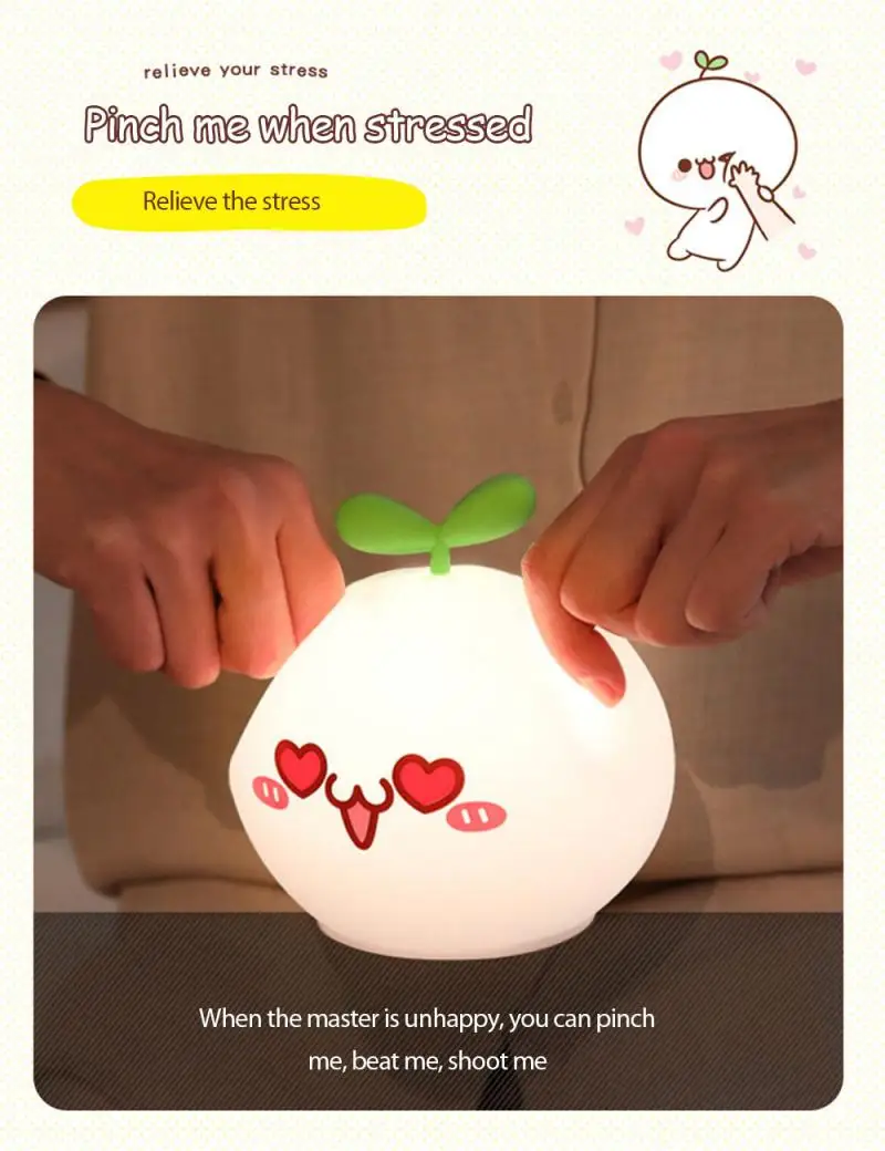 

Night Light Silicone Pat Light Colorful Cartoon Atmosphere Light LED Bedroom Night Light With Sleeping Colorful Pat Light