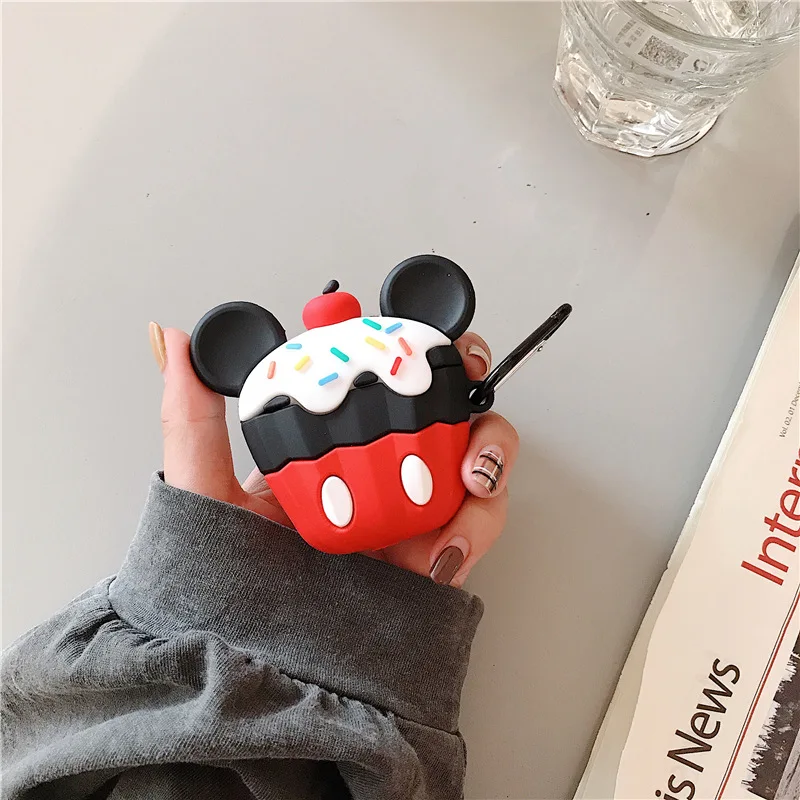 

Disney Cute Mickey Minnie Cake Case For Airpods 1 2 Pro Charging Box Soft Silicone Wireless Bluetooth Earphone Protective