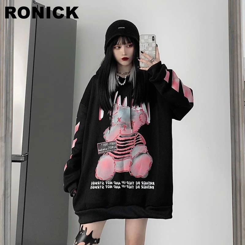 

Женские толстовки ROENICK, свитшоты, черные пуловеры с длинным рукавом и принтом в стиле хип-хоп, женское бархатное пальто в стиле Харадзюку BF, к...