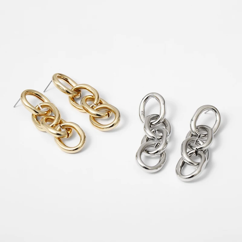 

Simple metal chain earrings female European and American hip-hop personality hipster tassel earrings fashion stud earrings
