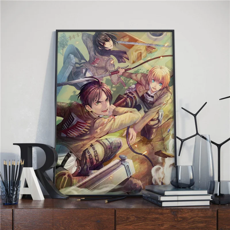 

Attacking Giant Bedroom Wall Decor Classic Anime Nordic Posters Prints Retro Pictures Living Room Decor Wall Art Canvas Painting