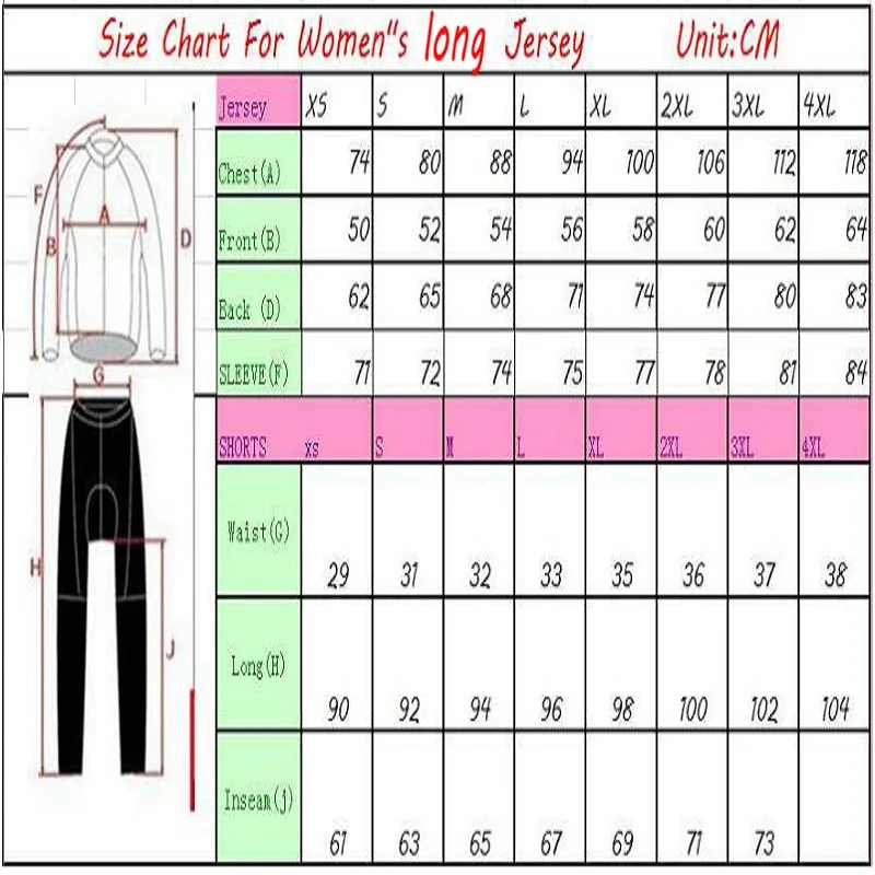 

Women Fashion Lycra Long Sleeve Cycling Jersey Set 2021 Road Bike Clothing BIB Pants Female Bicycle Clothes MTB Dress Sport Suit