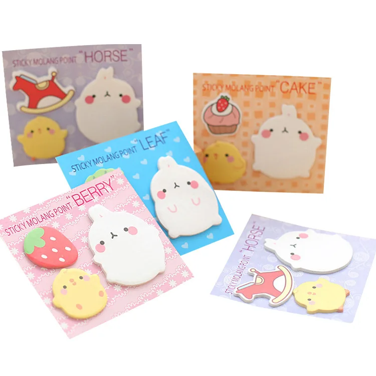 Molang Rabbit N Times блокнот с липкими нотами Мультяшные животные Книжная нашивка