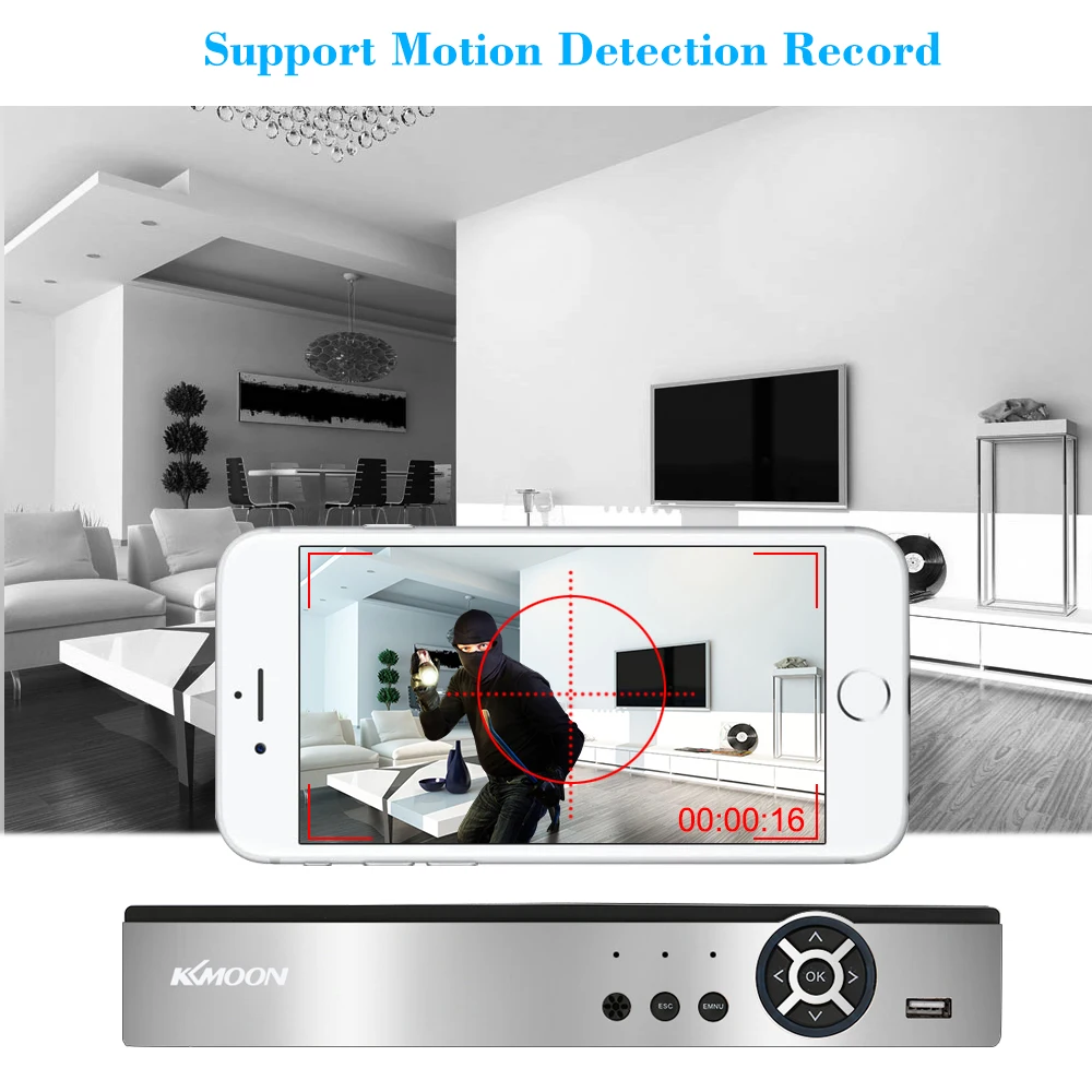 KKmoon 4CH DVR 1080P H.264 цифрового видео Регистраторы с P2P С телефонным пультом управления