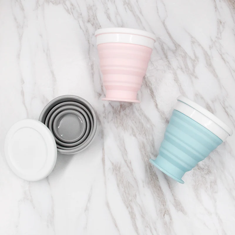 

200ML Silicone Folding Cup Portable Retractable Collapsible Coffee Cup With Cover Outdoor Sport Water Cup Travel Camping Cup