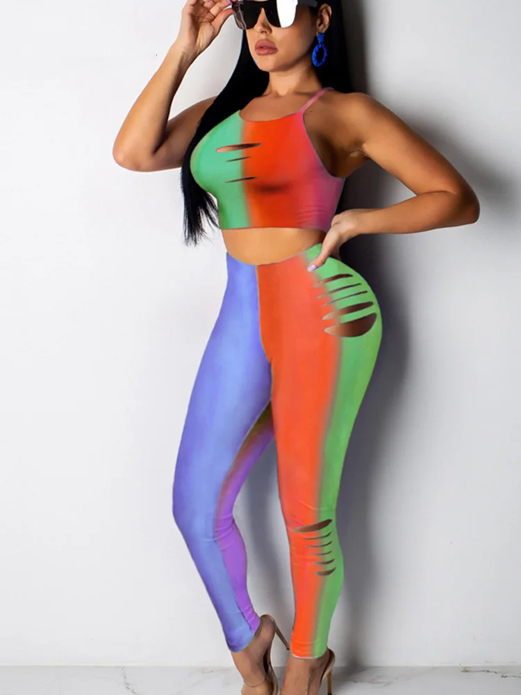 Женский спортивный комплект из двух предметов повседневный укороченный топ на