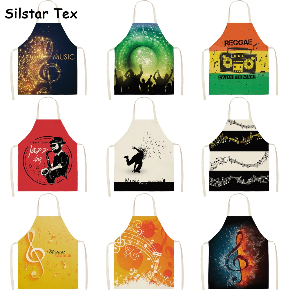 

Silstar Tex Music Theme Creative Women Apron Waist Bib Home Decor Adjustable For Garden Kitchen Working Abrasion Kids