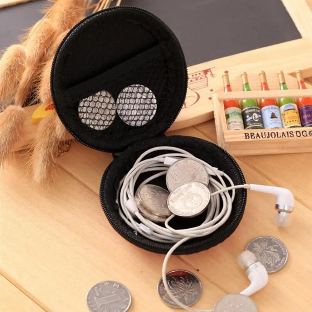 

Hot Sales Mini Portable Round Earphone Cable USB Data Cord Storage Bag Zipper Pouch Case