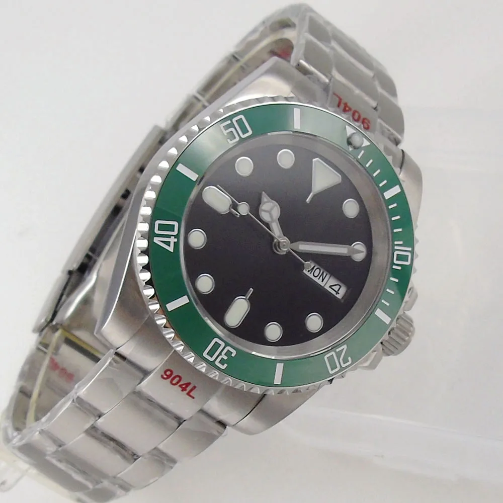 

Часы наручные NH36A Мужские автоматические, сапфировое стекло, 24 Драгоценности, зеленая керамическая рамка, вставка даты, диаметр 40 мм, Япония
