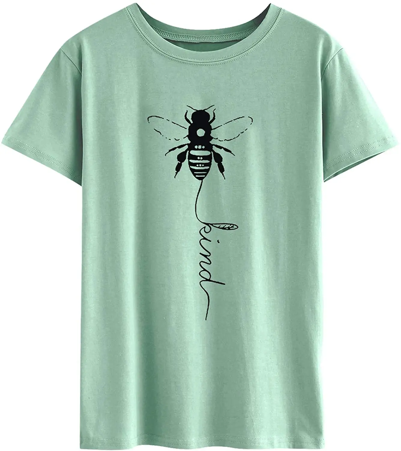 

Unisex Graphic Tees Dresswel Women Bee Kind T-Shirt Ladies Bee Graphic Shirt Crew Neck Short Sleeve Summer Tee Tops - White, S