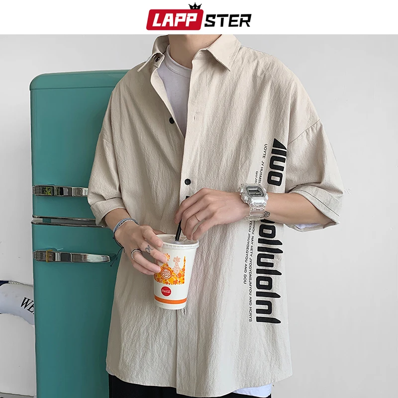 Рубашка LAPPSTER Мужская в стиле Харадзюку дизайнерская винтажная уличная одежда