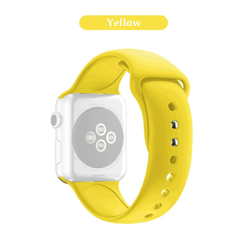 Yellow Силиконовый сменный спортивный ремешок 38 мм 40 мм для Apple Watch Series 1 2 3 4 42 мм 44 мм ремешок на запястье для iWatch Sport Edition - Цвет: Yellow
