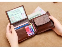 leather business man wallet leather retro thin wallet antimagnetic rfid anti theft swiping bag zero wallet