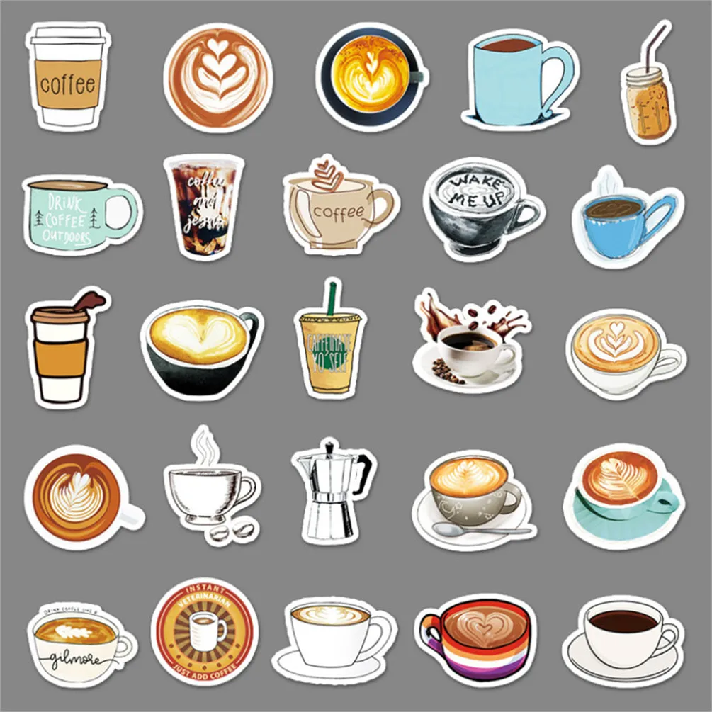 Pegatinas impermeables para decoraci&oacute;n de monopat&iacute;n, juguetes de dibujos animados creativos, caf&eacute;, grafiti, Cuenta de mano, equipaje, 10/30/50 Uds., venta al por mayor-2