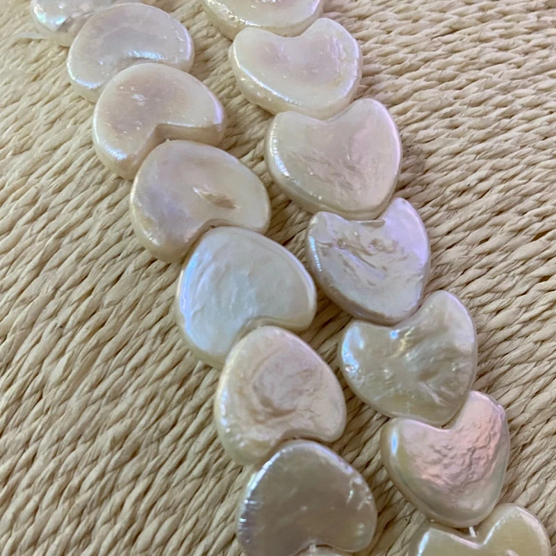 

Promotion 14MM 10Pcs Flat Heart Baroque 100% AA Natural Freshwater Pearl Strand Ear Beads Jewellery Bead