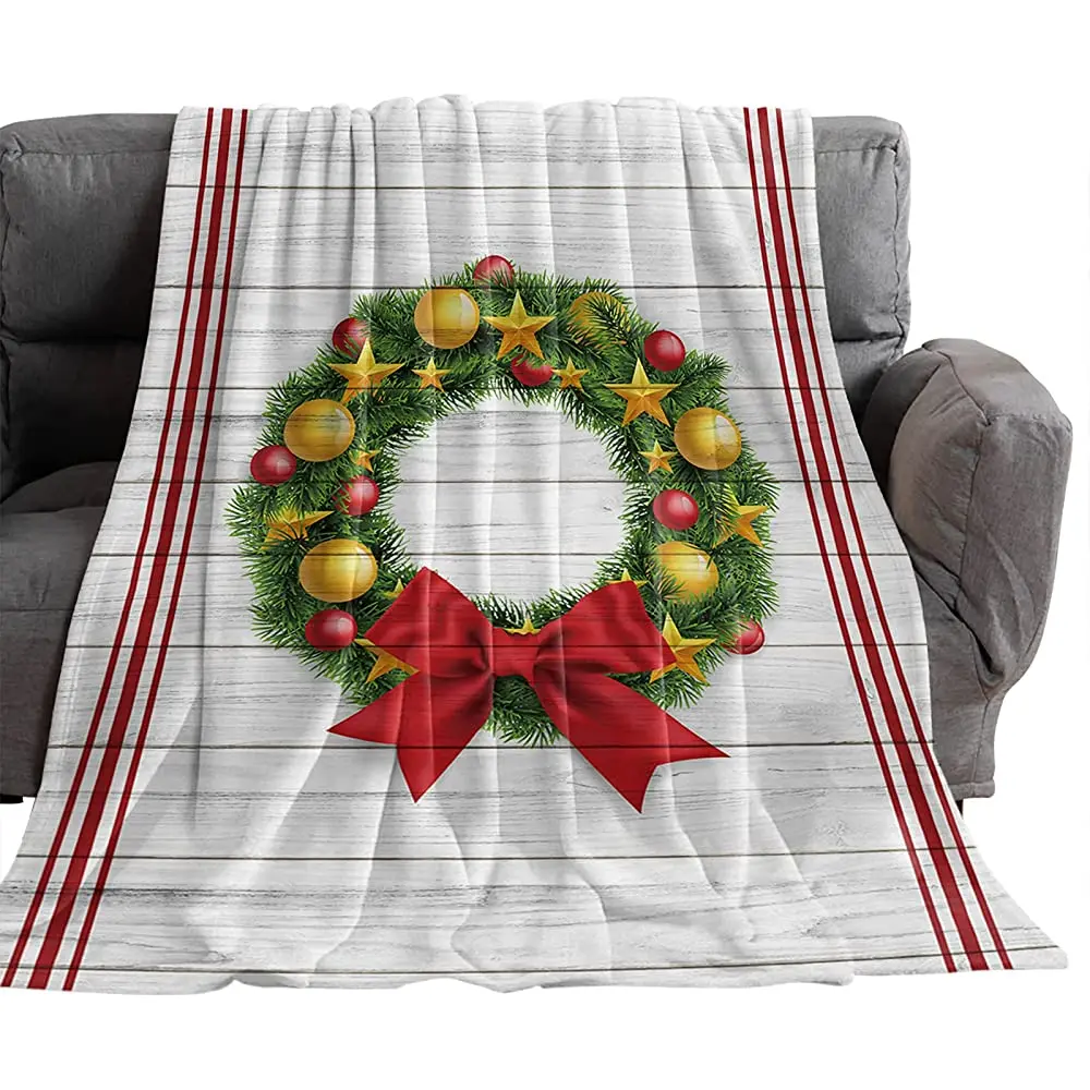 

Monroda Christmas Flannel Fleece Blanket, Lightweight Cozy Bed Quilt Soft Throw Blankets for Couch Sofa Suitable for All Season