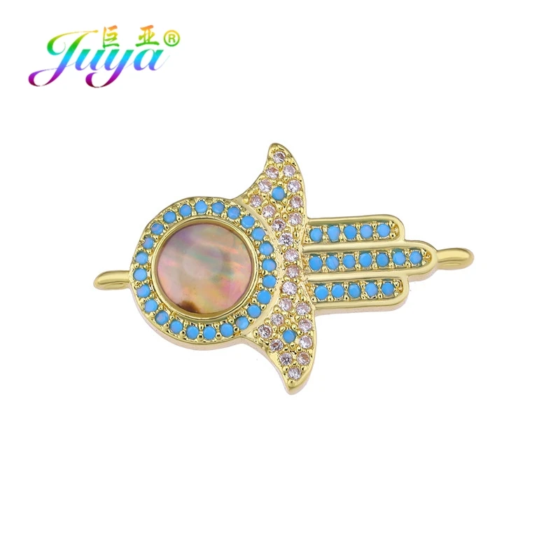 Gold Juya DIY Ювелирные компоненты поставки кубического циркония Дракон Цветок Хамса Разъем аксессуары для женщин серьги браслет Изготовление - Цвет: Gold