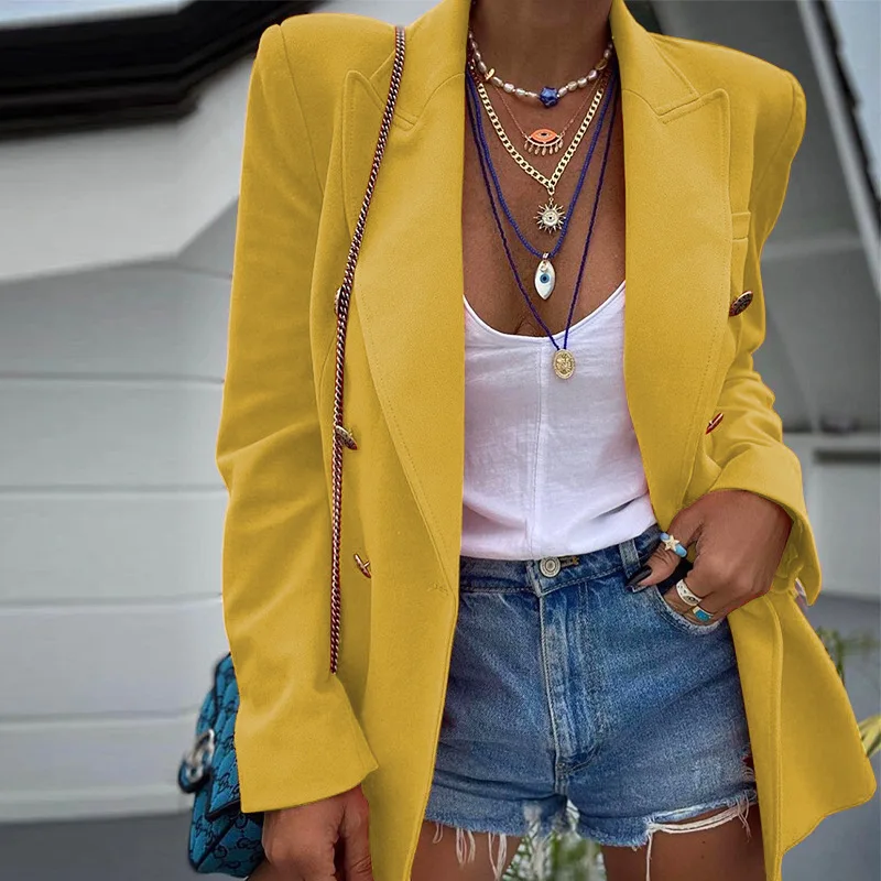 

Women Blazer Jackets autumn Ladies Female Coats Long Sleeve Casual Fashion Basic Slim Solid Office Ladies Elegant Outwear