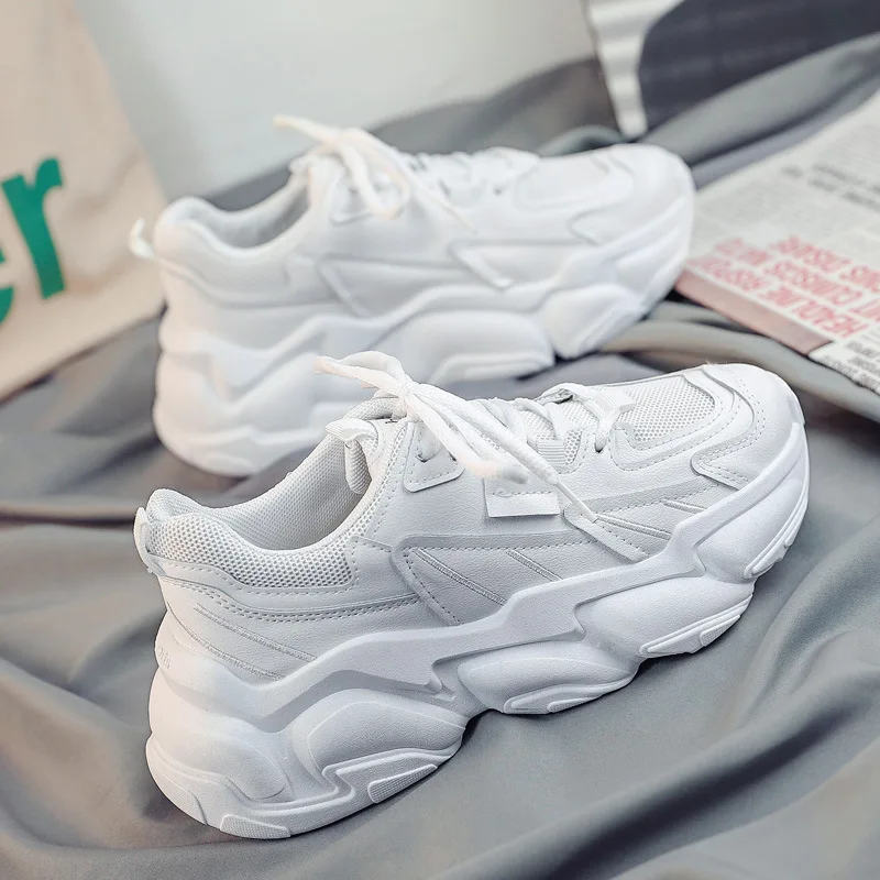 

New White Women Sneakers Fashion Thick Bottom Womens Platform Sneakers Casual Shoes Zapatos De Mujer Chunky Sneakers