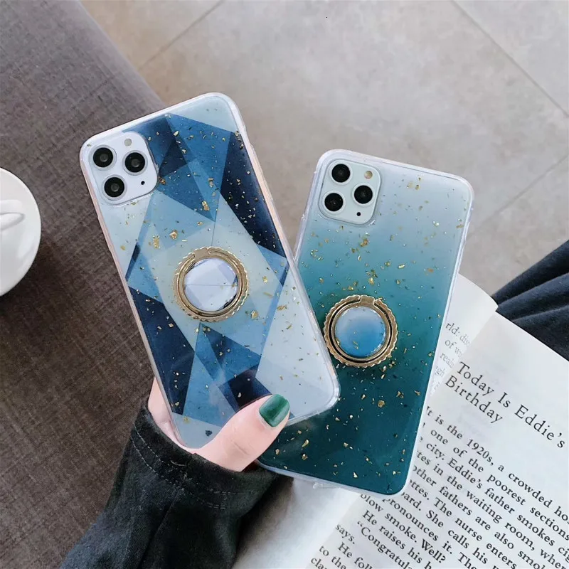 Чехол для телефона с мраморным кольцом и подставкой iPhone 11 Pro Max XR XS 6 7 8 Plus Ретро