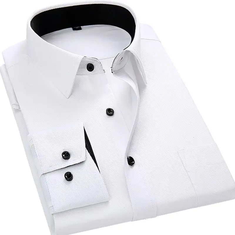 

Men Long Sleeved Shirt Slim Fit Style Design Solid Color Business Casual Dress Shirt Male Social Brand Men Clothing 2021 New