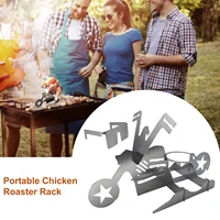 bbq motorcycle with glasses shape portable chicken roaster rack bbq stainless steel barbecue grill camping picnic chicken grill