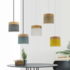 Современный светодиодный подвесной светильник с деревянным железом, для столовой, бара, кафе, ресторана, нордический деревянный цилиндрический подвесной светильник для помещений