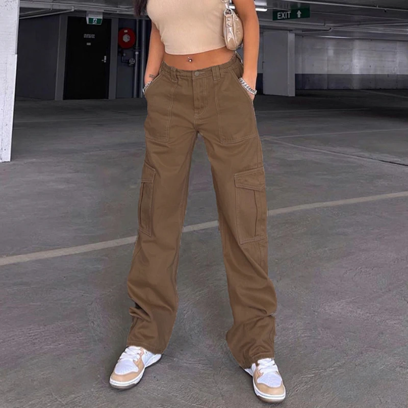 

ZOKI Baggy High Waist Jeans Woman 90s Streetwear Straight Cargo Pants Casual Mom Boyfriend Wide Leg Denim Trousers Capri 2022