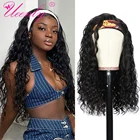 Кудрявый вьющиеся парик с головной повязкой парики из натуральных волос для черный Для женщин бразильские волосы парики лента для волос парики из натуральных волос с Африканской структурой, UEENLY волосы парик