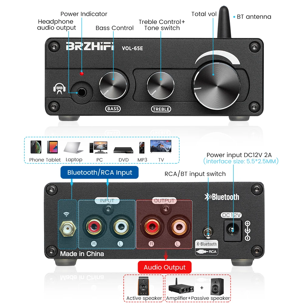 Трубчатый усилитель BRZHIFI Hi Fi аудио Bluetooth 5 0 мини стерео буферный предусилитель 6J5