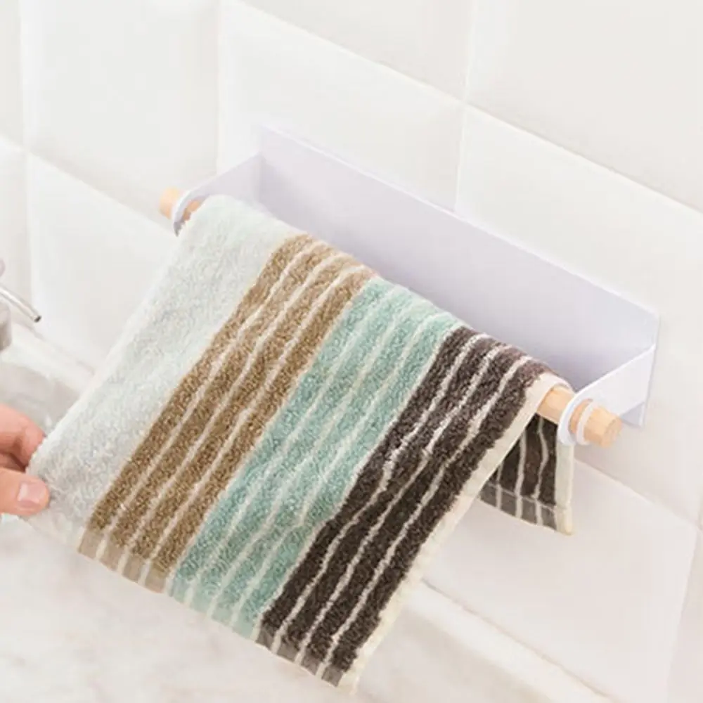Bathroom Wood Towel Hanger Rack Bar Kitchen Cabinet Cling Film Rag Hanging Holder Organizer Toilet Roll Paper Shelf | Дом и сад