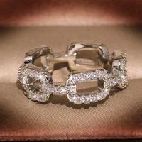 2020 trend new silver color chain ring with bling stone rings for women wedding gift engagement fashion luxury jewelry