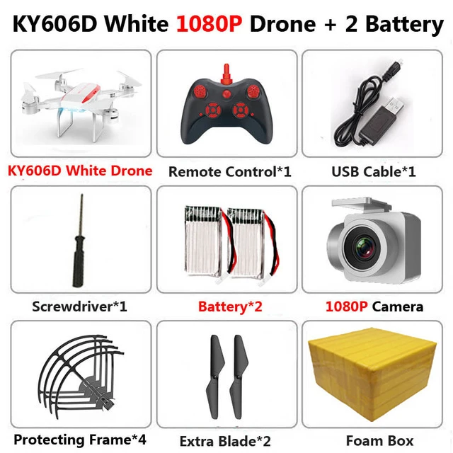 1080P White 2B FB KEELEAD Дрон KY606D 4K 1080P HD wifi камера дроны режим удержания высоты складной Радиоуправляемый квадрокоптер с камерой VS E58 SG106 мини Дрон - Цвет: 1080P White 2B FB