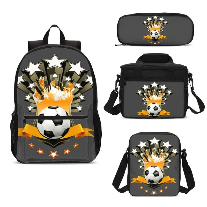4 шт./компл. портфель школьные ранцы для мальчиков крутые Футбол 3D Печать Рюкзаки
