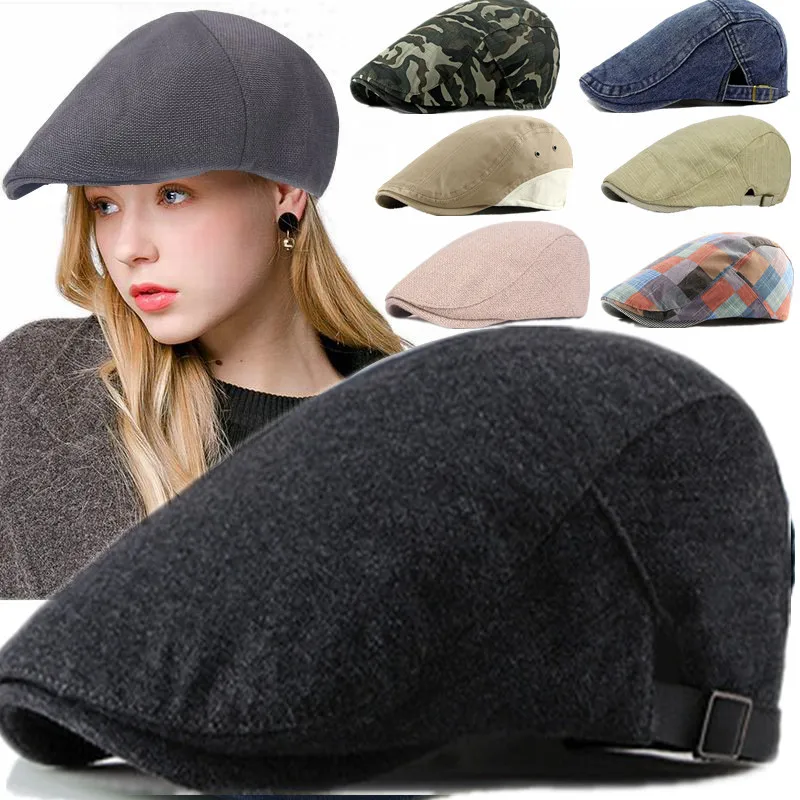 

9 Styles Classic Vintage Fashion Duckbill Denim Beret Golf Cabbie Sun Newsboy Jeans Men Hats Women Men Peaked Driving Adjustable