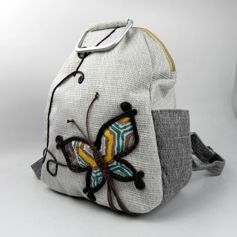 Женский льняной рюкзак ручной работы Модный этнический праздничный подарок с