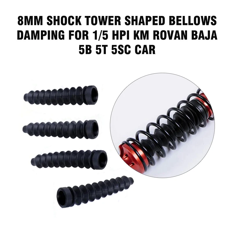 

1/5 scale 8MM 4pcs/set Shock Tower Shaped Bellows Damping for HPI KM ROVAN Baja 5B 5T 5SC Car Parts RC Car Protection Accessory