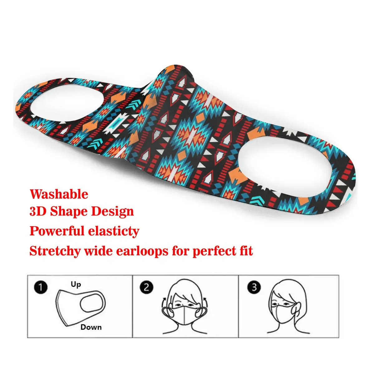 

Dust Mask Tribal Native Spirit Stripe Stytle Mouth Face Cover Respirator for Adult Kid Washable Reusable Anti Pollution