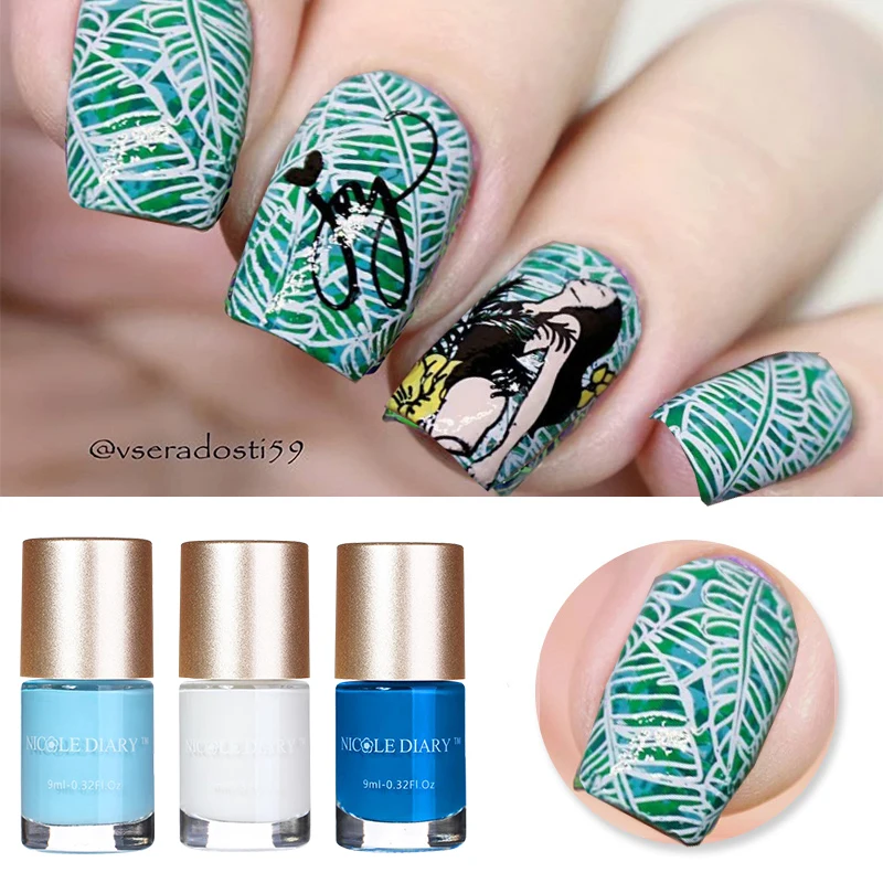 Лак для стемпинга NICOLE DIARY 9 мл лак 13 цветов|stamping varnish|stamping polishsweet color |