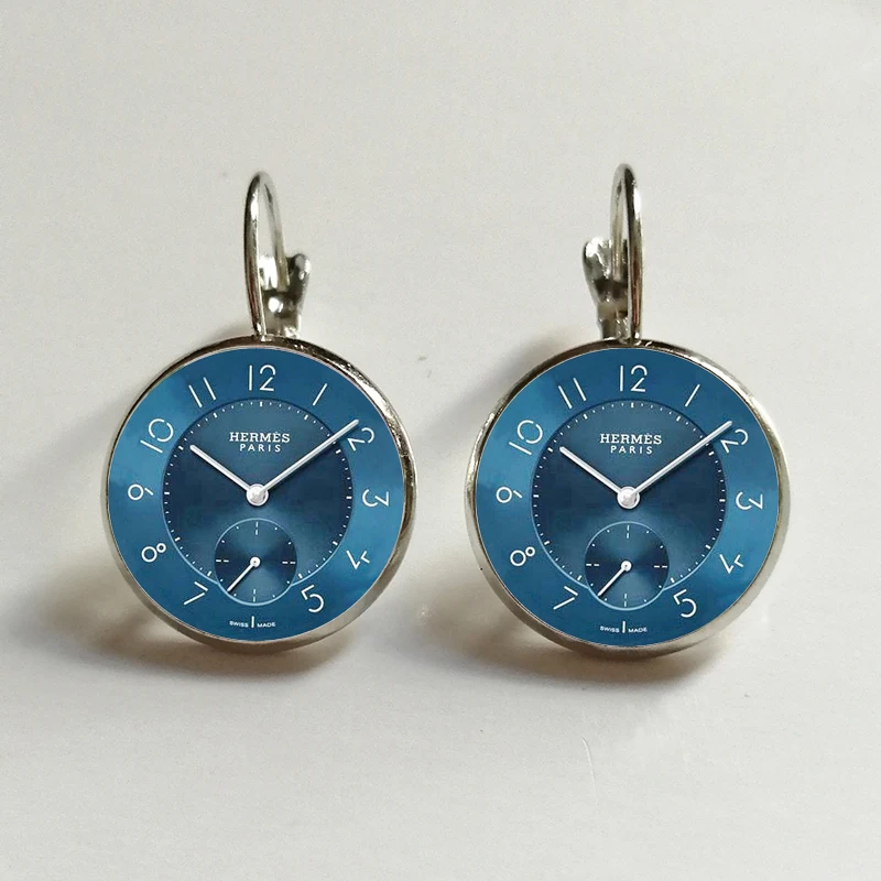 Кованого железа серьги в виде часов настенные часы и Серьги Подарки Ретро Время