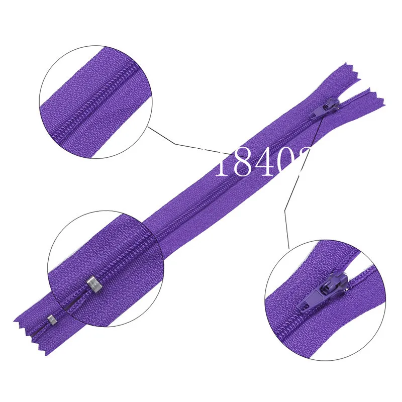 

10pcs 3# 7.5cm-70cm deep Purple Nylon Coil Zippers for Tailor Sewing Crafts Nylon Zippers Bulk Sewing Accessories