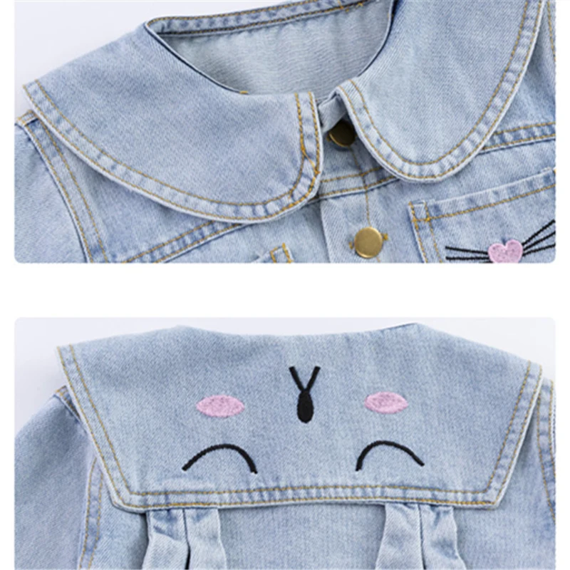 

2020 Kids Clothes Girl Denim Jacket with Embroidery & Dress 2 Pcs Clothes For Girls Korean Suit For Teens Cute Girls Clothes