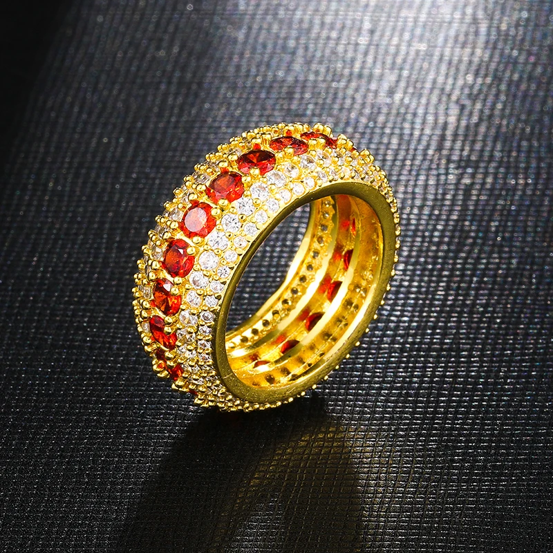 Хип хоп Bling Iced Out золотистые и Серебристые Подвески Цвет Медь Bling Циркон Кольца для мужчин ювелирные изделия