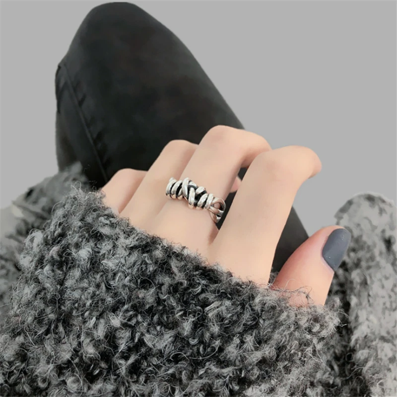 2020 женские кольца Anillo Nudo винтажное большое кольцо с узлом регулируемые