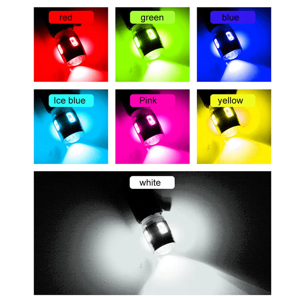 10 x Car LED T10 W5W Canbus 5630 6-SMD 12V 168 194 Turn Signal Lamps Number License Plate Bulbs Backup Trunk Error Free | Автомобили и