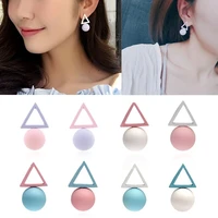 triangle ball ear korean geometric studs asymmetry color women earrings fashion jewelry candy pendants