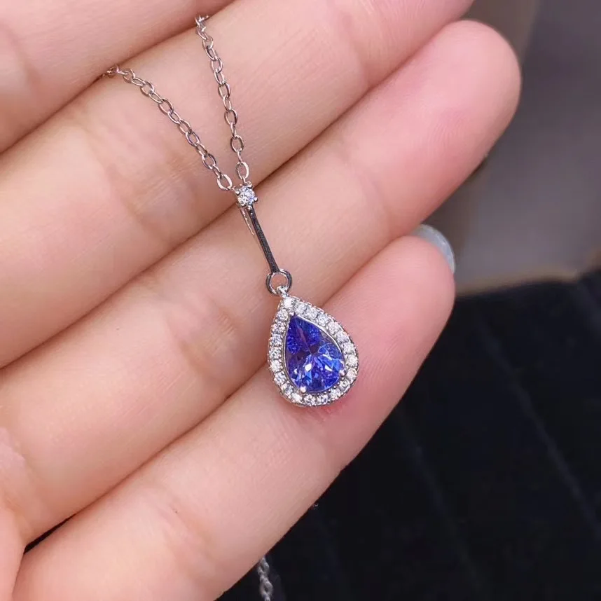 

New Arrive Pure Tanzanite necklace pendant 925 sterling silver Fashion natuarl and Real Tanzanite Pendant Necklace