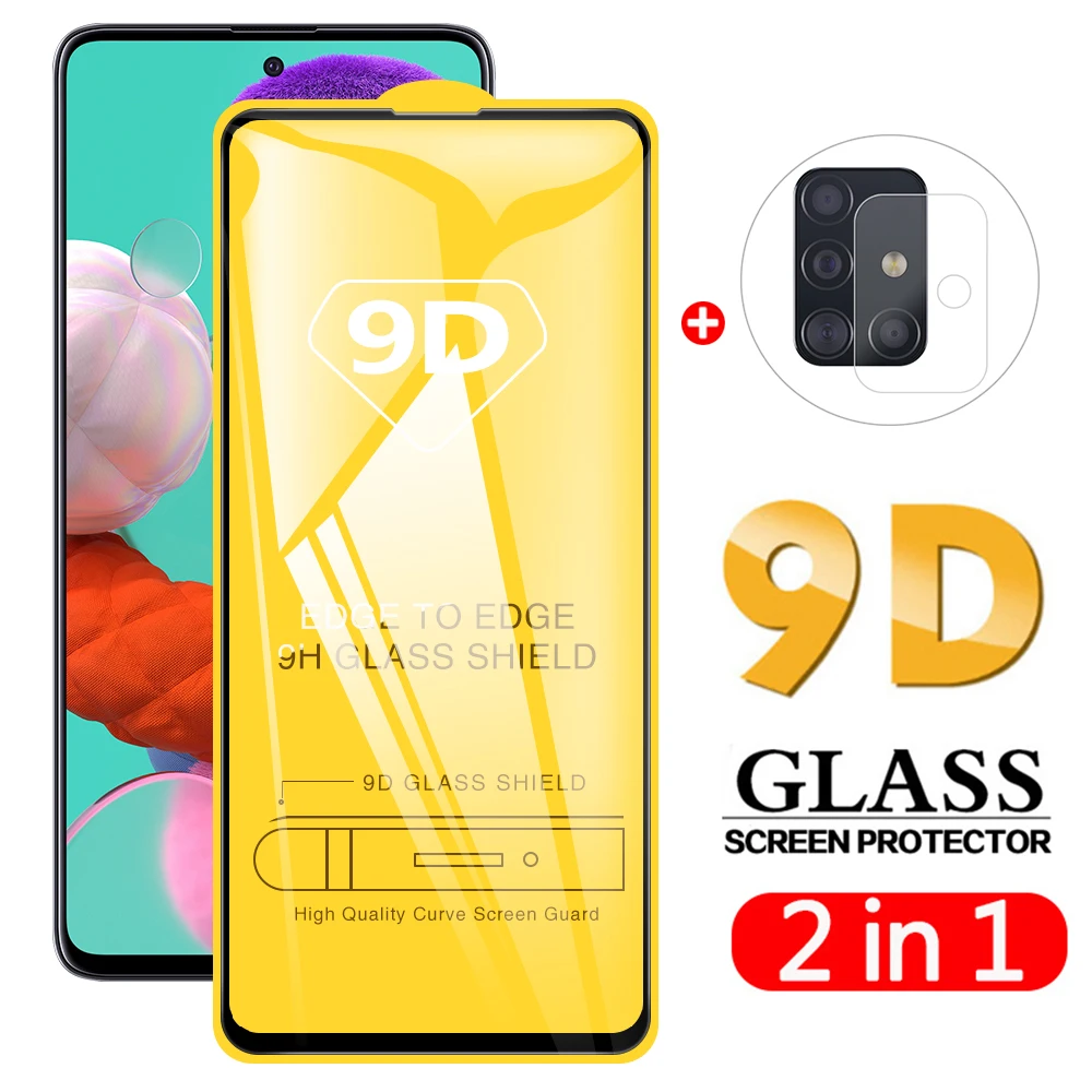 

2 in 1 Protective Tempered Glass For Samsung Galaxy A71 A51 A51 71 51A 71A Screen Protector Tempered Glass Film Screen Protector