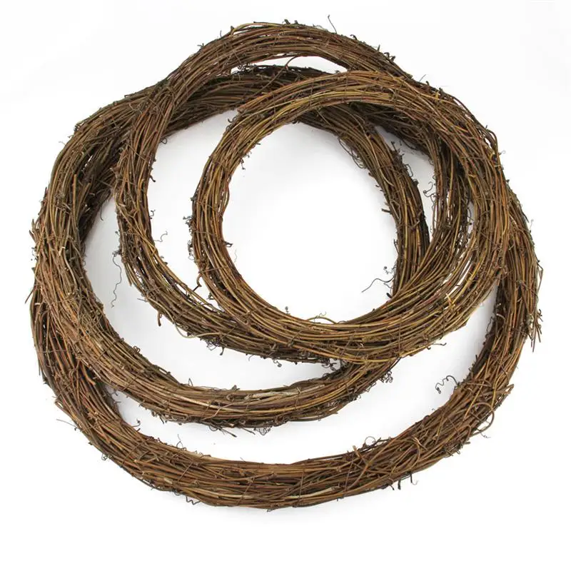 10PCS 10/15CM Christmas Natural DIY Craft Rattan Wreath Rustic Hoop Hanging Ornaments For Door Window Decoration | Дом и сад